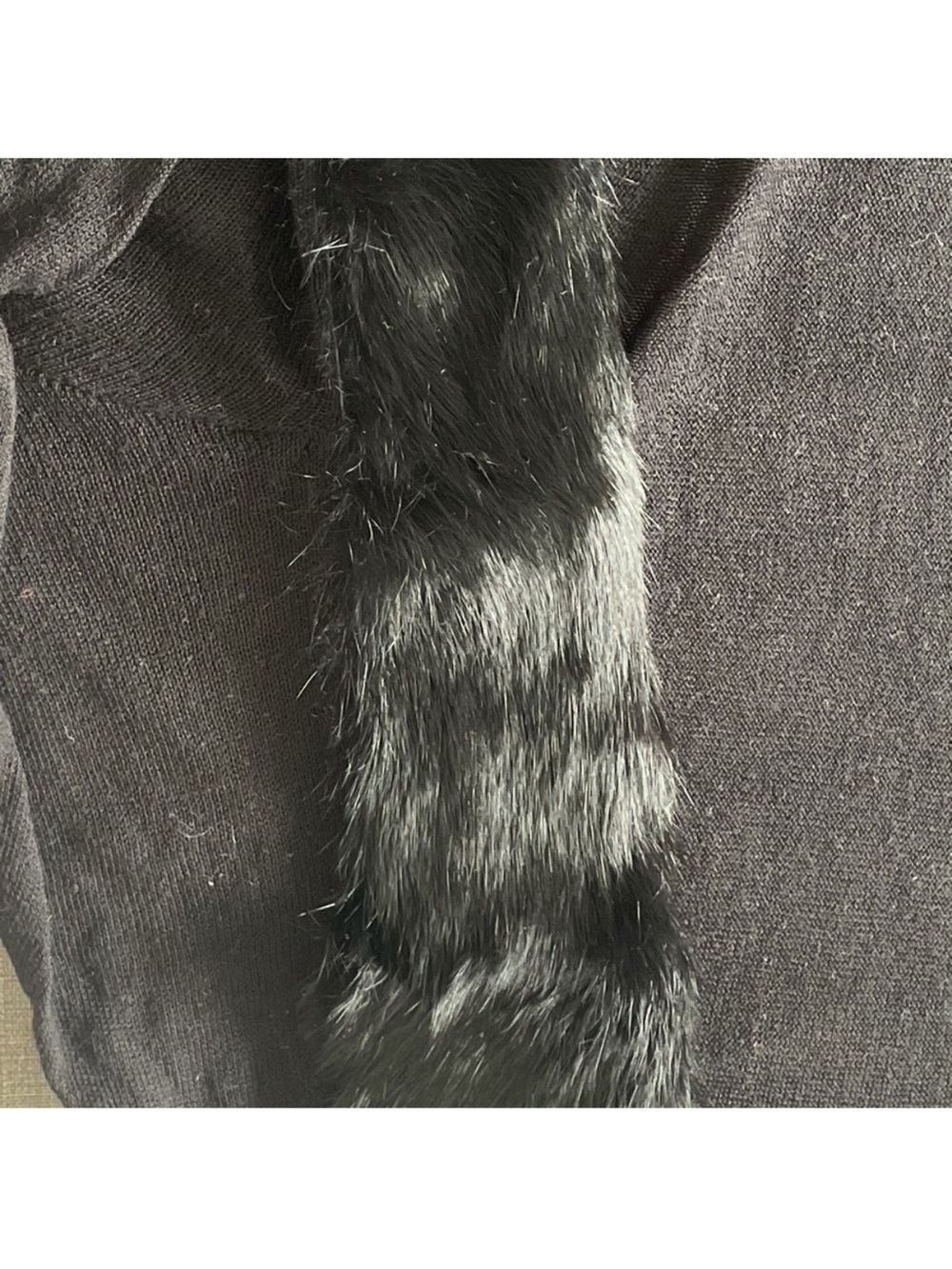 STEPHANIE BEARE Black Faux Fur-Trim Collar Cardigan - Picture 3 of 4